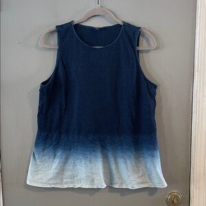 J. Jill Pure Jill Indigo Women's Medium Dip Dyed Peplum Sleeveless Tank Top